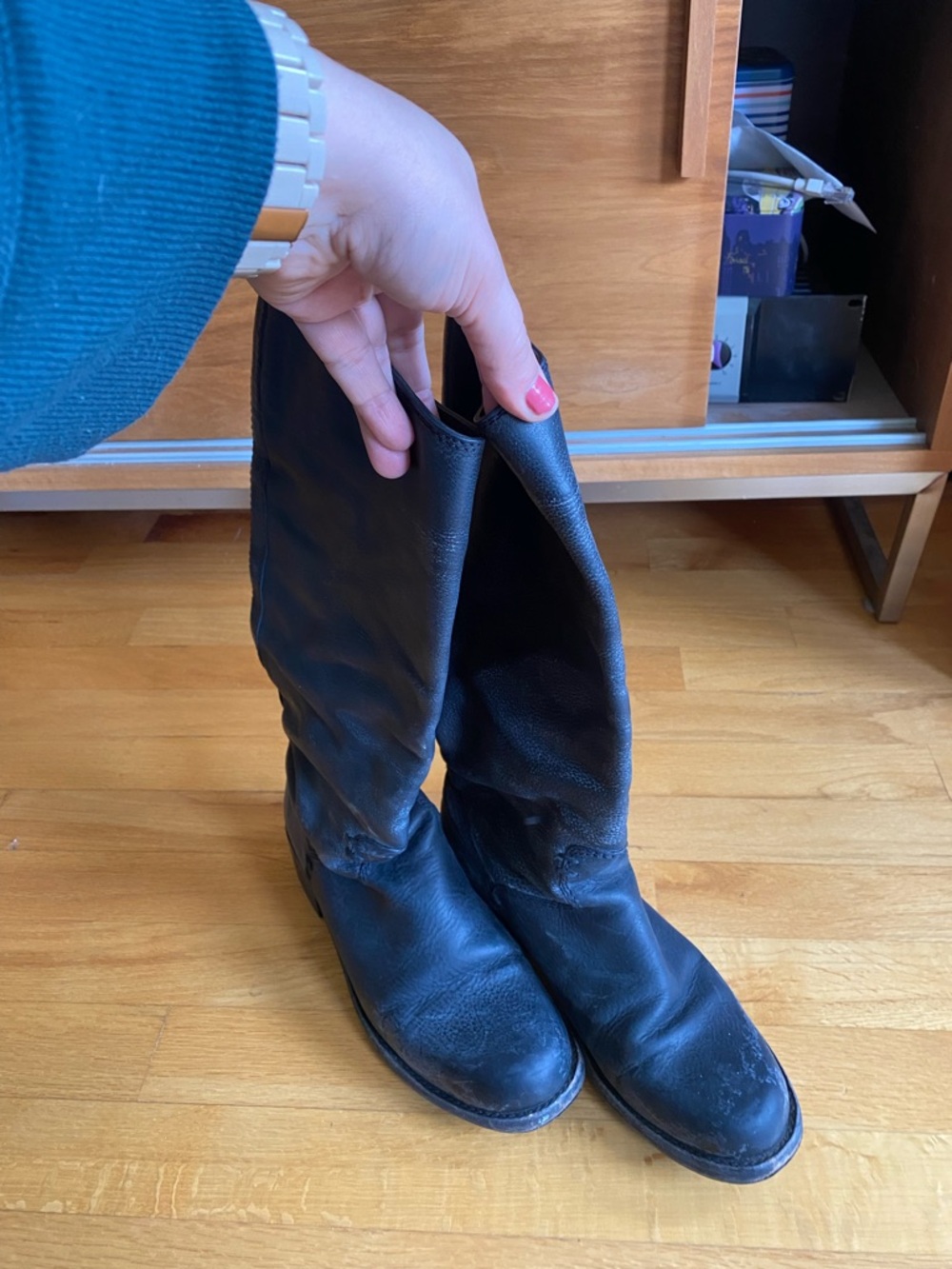 Frye Black Mid-Calf Leather Boots - Picture 5 of 7